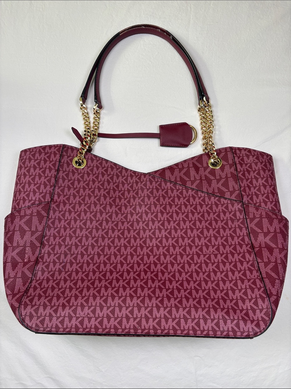 Michael Kors Burgundy MK Logo Chain-Handle Tote - Picture 2 of 7